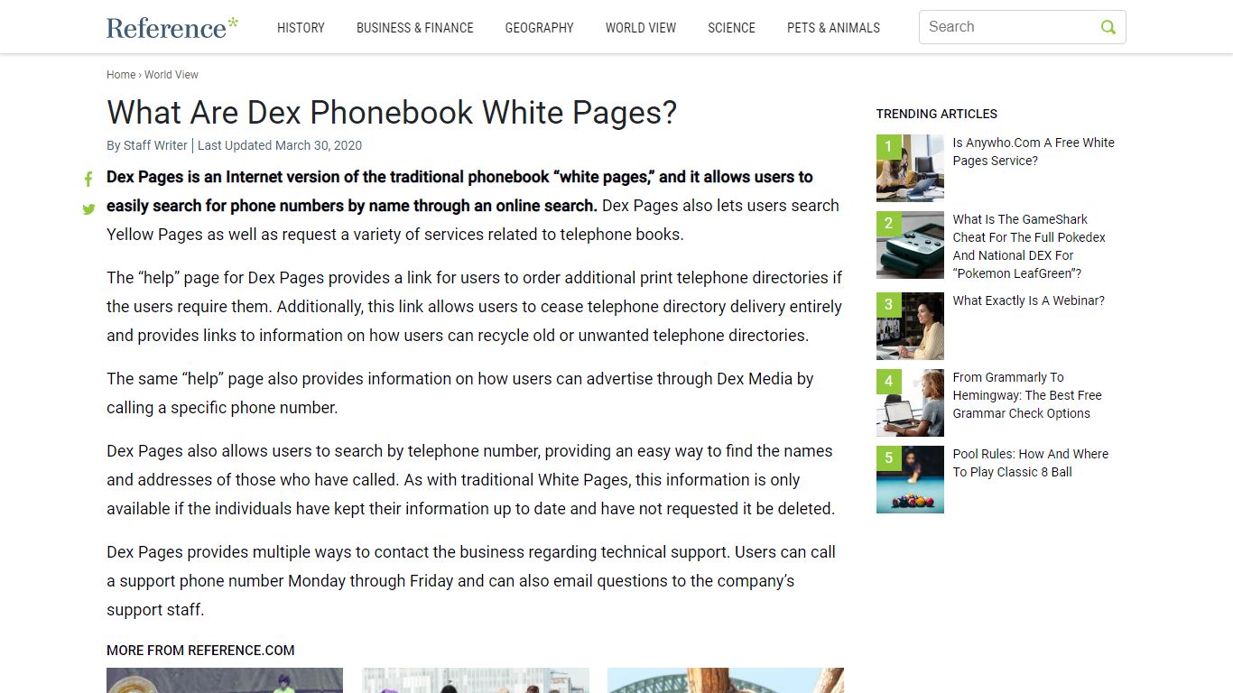 What Are Dex Phonebook White Pages? - Reference.com